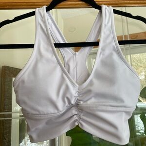 ALO Yoga White Ruched Sports Bra